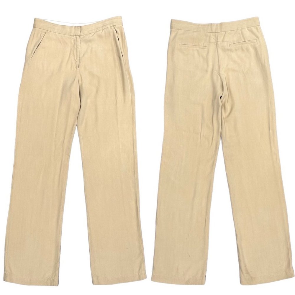 Joseph Silk High-Rise Straight Leg Trouser Pants in Tan Women’s Size 4